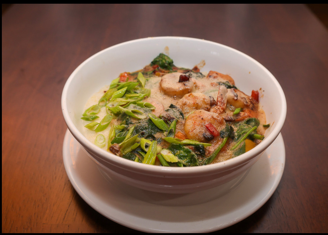 Soup bowl with greens